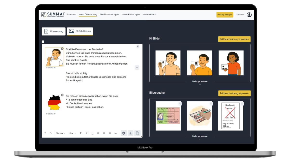 SUMM AI: Anbieter des KI-gestützten Tools für Übersetzungen in Leichte und Einfache Sprache (© SUMM AI) SUMM AI: Anbieter des KI-gestützten Tools für Übersetzungen in Leichte und Einfache Sprache (© SUMM AI)