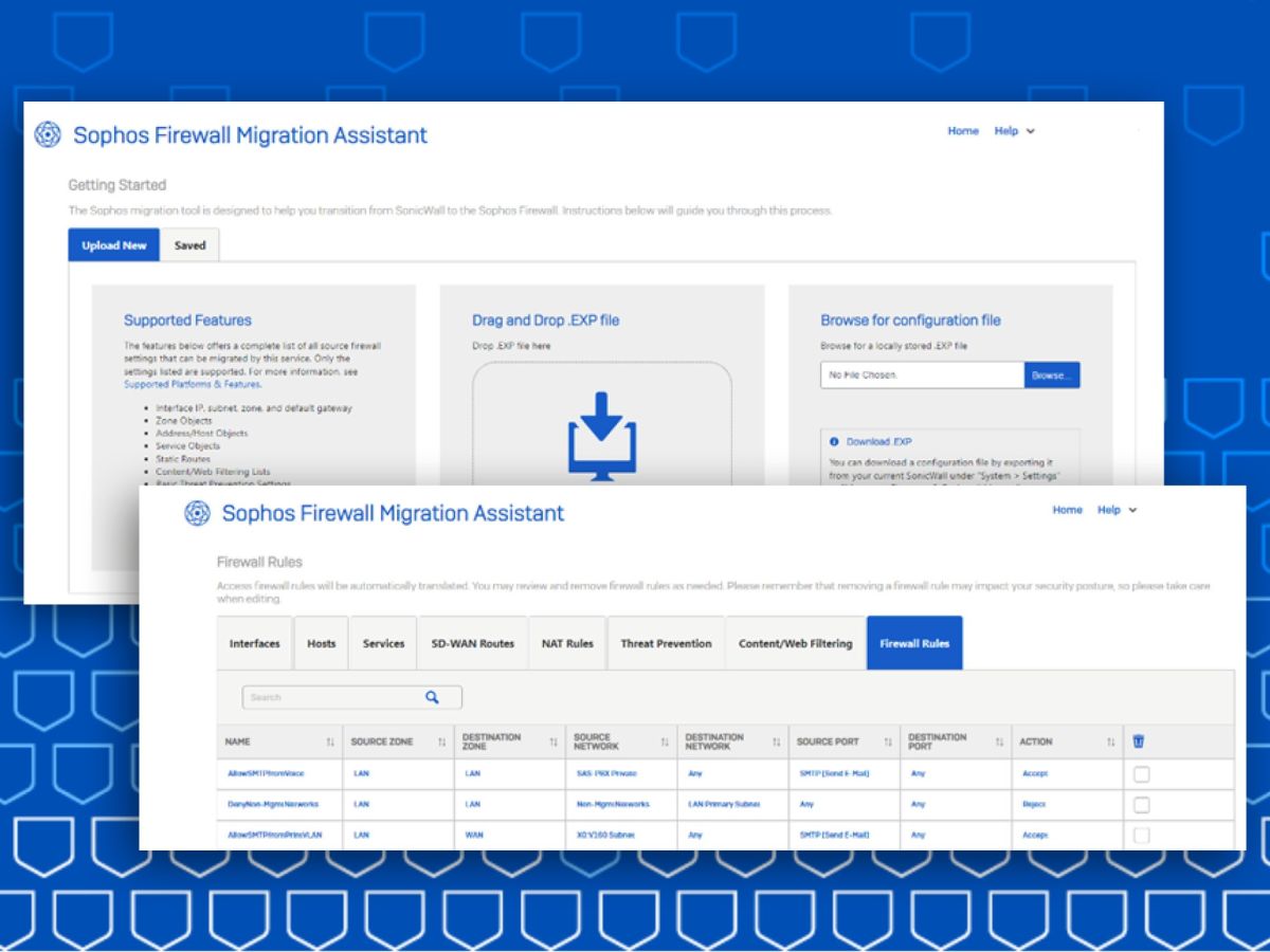 Sophos Migration Assistant: Windows-Tool erleichtert Übertragung von Firewall-Konfigurationen. (© Sophos Ltd. / Aphos GmbH) Sophos Migration Assistant: Windows-Tool erleichtert Übertragung von Firewall-Konfigurationen. (© Sophos Ltd. / Aphos GmbH)