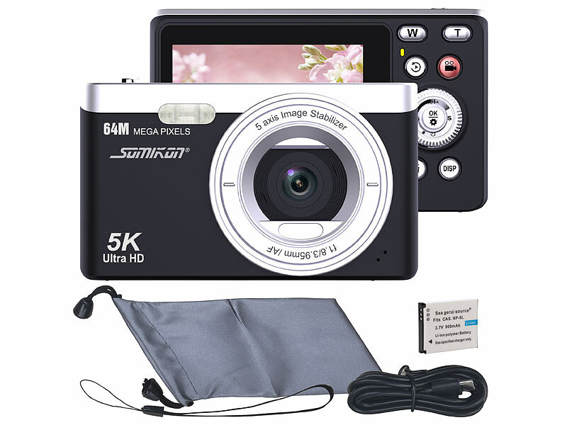 Somikon Digitale Kompaktkamera mit 64 MP, 5K, Autofokus, 16-facher Digitalzoom, www.pearl.de (Die Bildrechte liegen bei dem Verfasser der Mitteilung.) Somikon Digitale Kompaktkamera mit 64 MP, 5K, Autofokus, 16-facher Digitalzoom, www.pearl.de (Die Bildrechte liegen bei dem Verfasser der Mitteilung.)