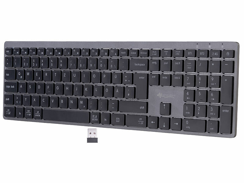 GeneralKeys Multi-Device-Akku-Funktastatur mit Bluetooth, Scissor-Tasten, QWERTZ, www.pearl.de (Die Bildrechte liegen bei dem Verfasser der Mitteilung.) GeneralKeys Multi-Device-Akku-Funktastatur mit Bluetooth, Scissor-Tasten, QWERTZ, www.pearl.de (Die Bildrechte liegen bei dem Verfasser der Mitteilung.)