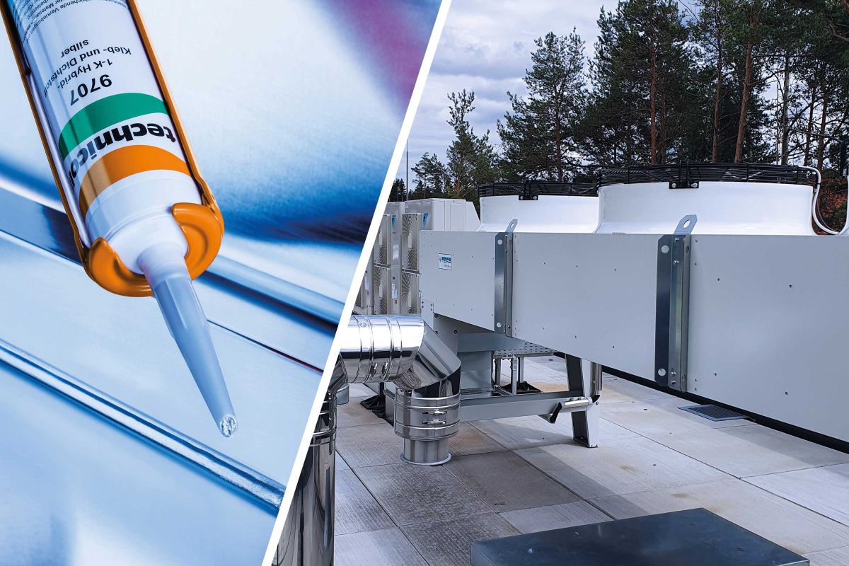 Flexibel. Dämpfend. Wasserabweisend. Optisch schön. Der Hochleistungsklebstoff technicoll® 9707 RLT. (© RUDERER Klebetechnik GmbH) Flexibel. Dämpfend. Wasserabweisend. Optisch schön. Der Hochleistungsklebstoff technicoll® 9707 RLT. (© RUDERER Klebetechnik GmbH)