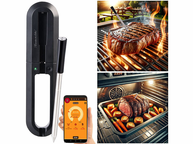 Rosenstein& Söhne Kabelloses Braten- und Fleischthermometer für Grill oder Ofen, App, www.pearl.de (Die Bildrechte liegen bei dem Verfasser der Mitteilung.)