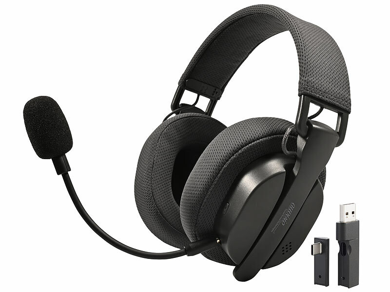 auvisio Klappbares 3in1-Funk-Gaming-Headset, 2,4 GHz, BT 5.3, 10 Std. Akku, www.pearl.de (Die Bildrechte liegen bei dem Verfasser der Mitteilung.)