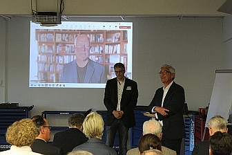 Dr. Andrew Denison (per Video zugeschaltet), Dr. Christian Dowidat und Lothar Grünewald Dr. Andrew Denison (per Video zugeschaltet), Dr. Christian Dowidat und Lothar Grünewald