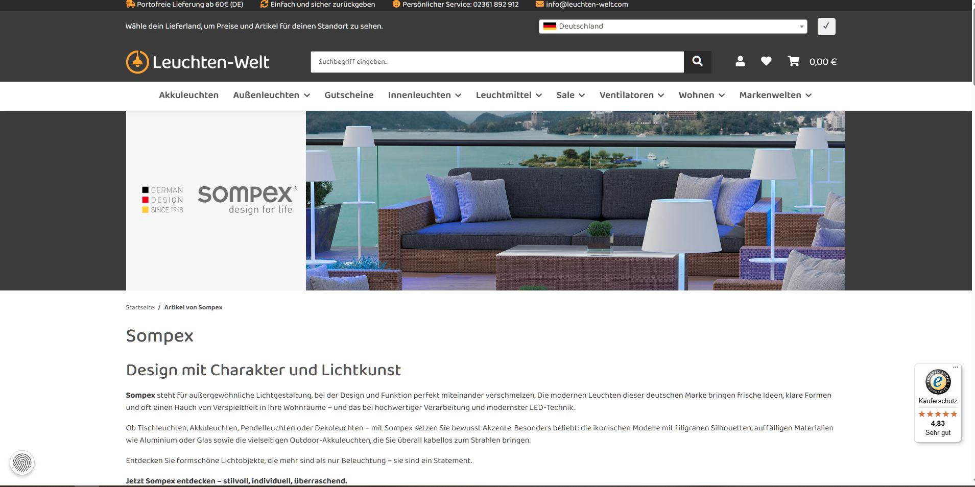 Sompex Lampen und Leuchten Kollektion Sompex Lampen und Leuchten Kollektion