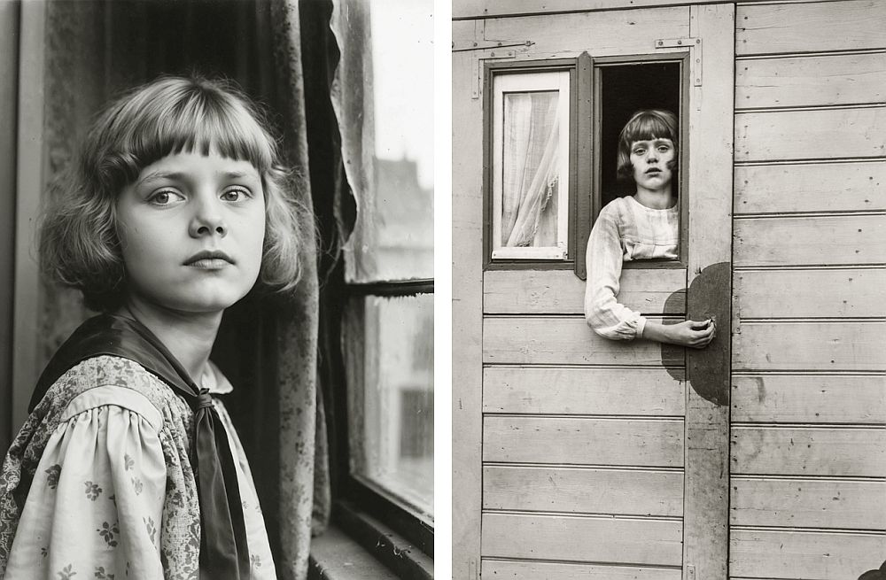 Elena Efeoglou: Anda (2025), KI-generiertes Bild zu August Sander, Mädchen im Kirmeswagen, 1926–1932 (Bildquelle:©Elena Efeoglou, VG Bild-Kunst f. August Sander) Elena Efeoglou: Anda (2025), KI-generiertes Bild zu August Sander, Mädchen im Kirmeswagen, 1926–1932 (Bildquelle:©Elena Efeoglou, VG Bild-Kunst f. August Sander)
