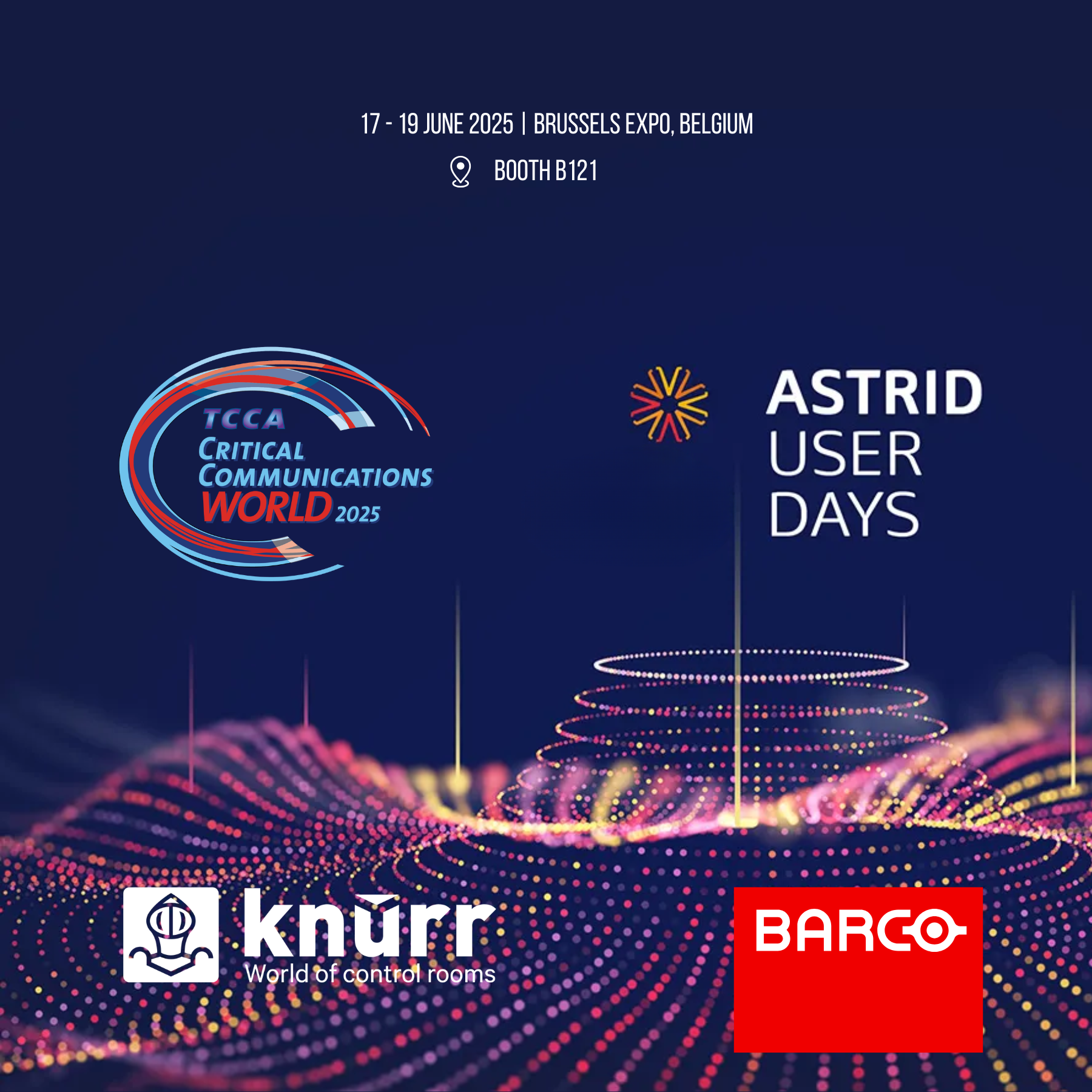 Knürr GmbH und Barco auf der Critical Communications World 2025 (Brüssel, Belgien - 17.-19. Juni 2025) Knürr GmbH und Barco auf der Critical Communications World 2025 (Brüssel, Belgien - 17.-19. Juni 2025)