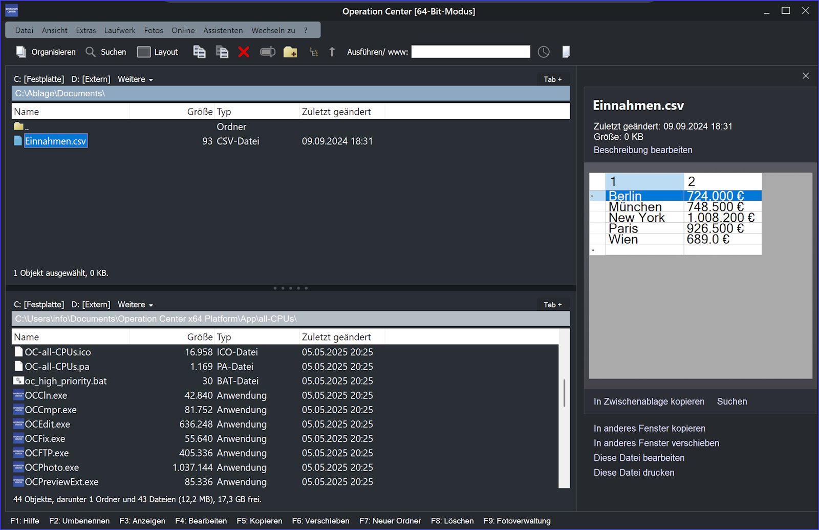Dateimanager"Operation Center 2025 Premium" (Die Bildrechte liegen bei dem Verfasser der Mitteilung.) Dateimanager"Operation Center 2025 Premium" (Die Bildrechte liegen bei dem Verfasser der Mitteilung.)