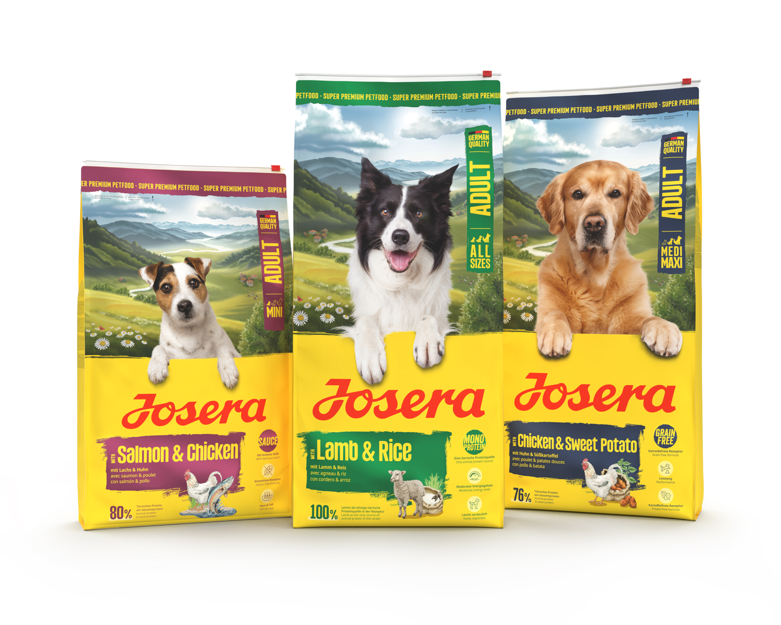 Erneuertes Verpackungsdesign: Mit Fotos echter Hunde in Naturkulissen (Bildquelle: Josera Petfood) Erneuertes Verpackungsdesign: Mit Fotos echter Hunde in Naturkulissen (Bildquelle: Josera Petfood)