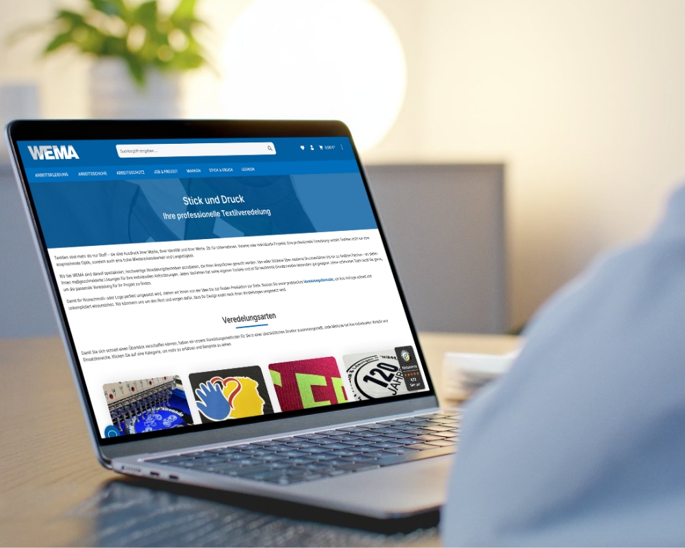 Dieüberarbeitete Website der WEMA GmbH zeigt alle Textilveredelungsarten auf einen Blick. (Die Bildrechte liegen bei dem Verfasser der Mitteilung.)