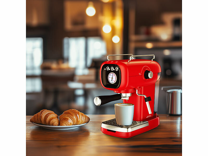 Cucina di Modena Espresso-Siebträgermaschine mit Temperatur-Anzeige und Kapsel-Adapter, www.pearl.de (Die Bildrechte liegen bei dem Verfasser der Mitteilung.)