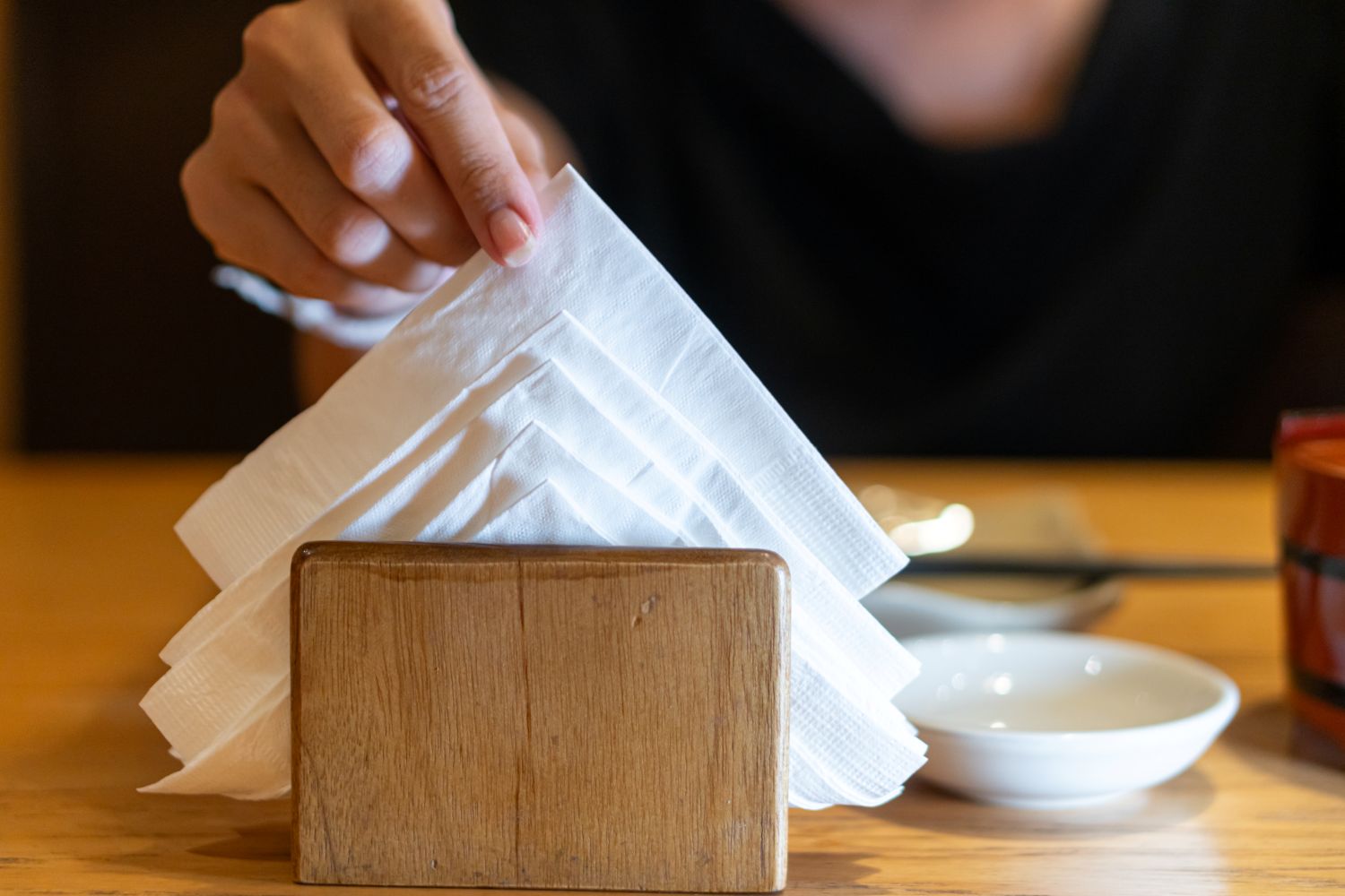 Tissue und Airlaidservietten in der Gastronomie (Die Bildrechte liegen bei dem Verfasser der Mitteilung.)