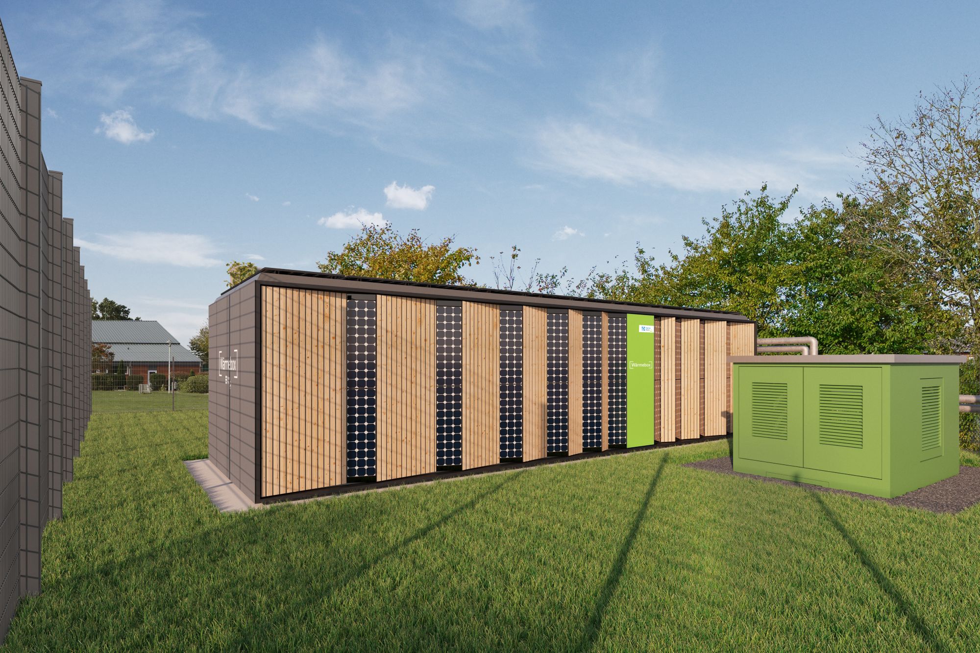 Die Visualisierung zeigt: Die Wärmebox der HanseWerk-Tochter HanseWerk Natur ist kaum größer als ein Standard-Seecontainer.