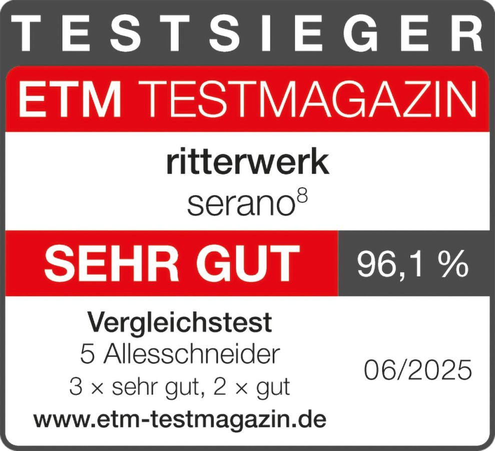 Testsieger ETM TESTMAGAZIN serano 8 (© ritterwerk GmbH) Testsieger ETM TESTMAGAZIN serano 8 (© ritterwerk GmbH)