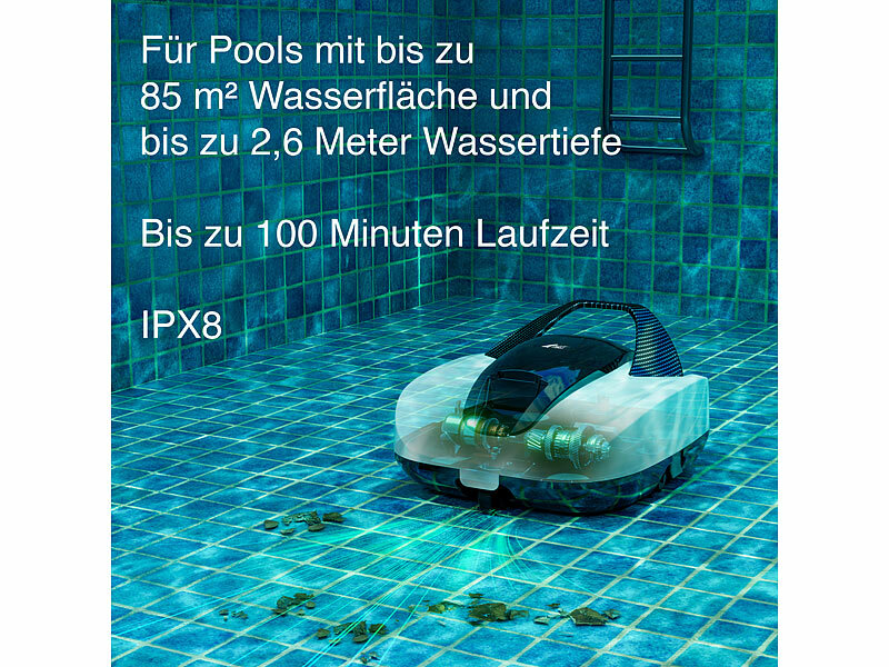 AGT Kabelloser Akku-Poolreiniger-Roboter PRR-85, bis 100 Min. Laufzeit, bis 85 m², www.pearl.de (Die Bildrechte liegen bei dem Verfasser der Mitteilung.) AGT Kabelloser Akku-Poolreiniger-Roboter PRR-85, bis 100 Min. Laufzeit, bis 85 m², www.pearl.de (Die Bildrechte liegen bei dem Verfasser der Mitteilung.)