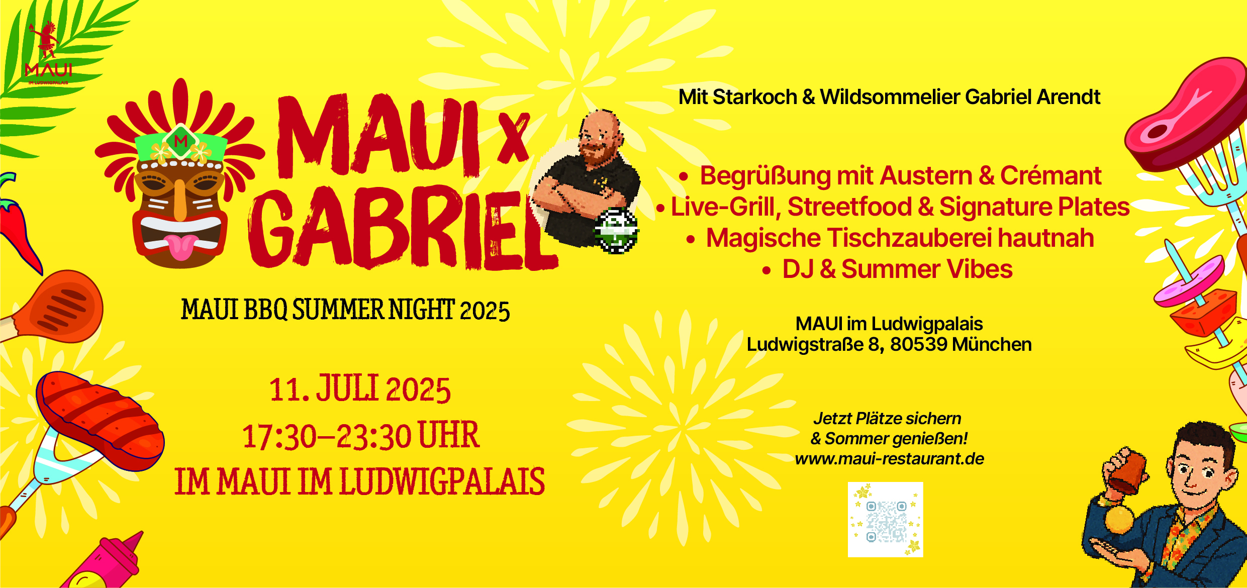 Flyer - Einladung zum BBQ Event im MAUI Restaurant München