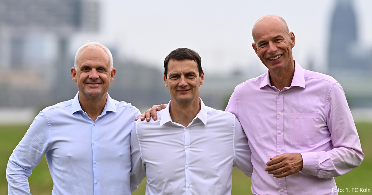v.l.n.r.: Dr. Jörg Alvermann, Prof. Dr. Ulf Sobek und Jörn Stobbe (Bildquelle: 1. FC Köln) v.l.n.r.: Dr. Jörg Alvermann, Prof. Dr. Ulf Sobek und Jörn Stobbe (Bildquelle: 1. FC Köln)