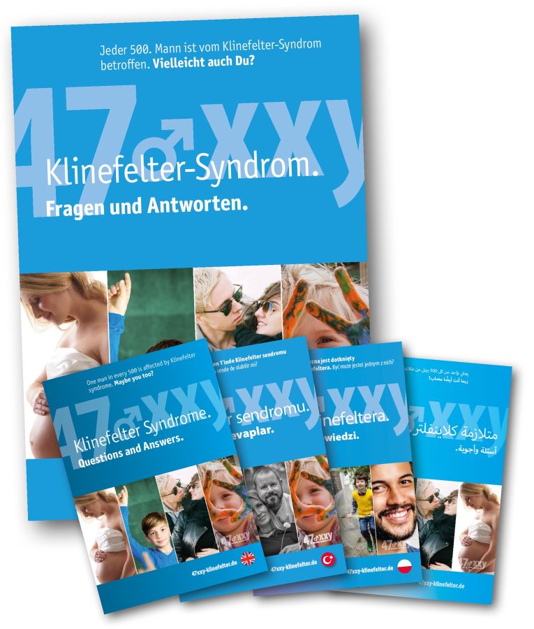 Die Broschüre steht in fünf Sprachen kostenlos zum Download bereit (© 47xxy Klinefelter Syndrom e.V.) Die Broschüre steht in fünf Sprachen kostenlos zum Download bereit (© 47xxy Klinefelter Syndrom e.V.)