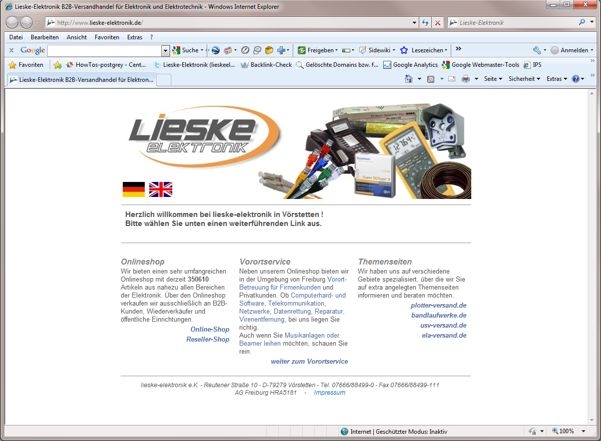 Neuer Webserver für Lieske-Elektronik Neuer Webserver für Lieske-Elektronik