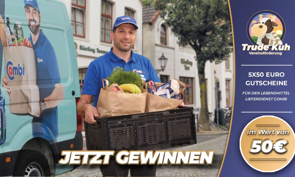 "Trude Kuh" Vereinsförderung verlost 5x50 Euro Gutschein für Combi.de (Die Bildrechte liegen bei dem Verfasser der Mitteilung.) "Trude Kuh" Vereinsförderung verlost 5x50 Euro Gutschein für Combi.de (Die Bildrechte liegen bei dem Verfasser der Mitteilung.)