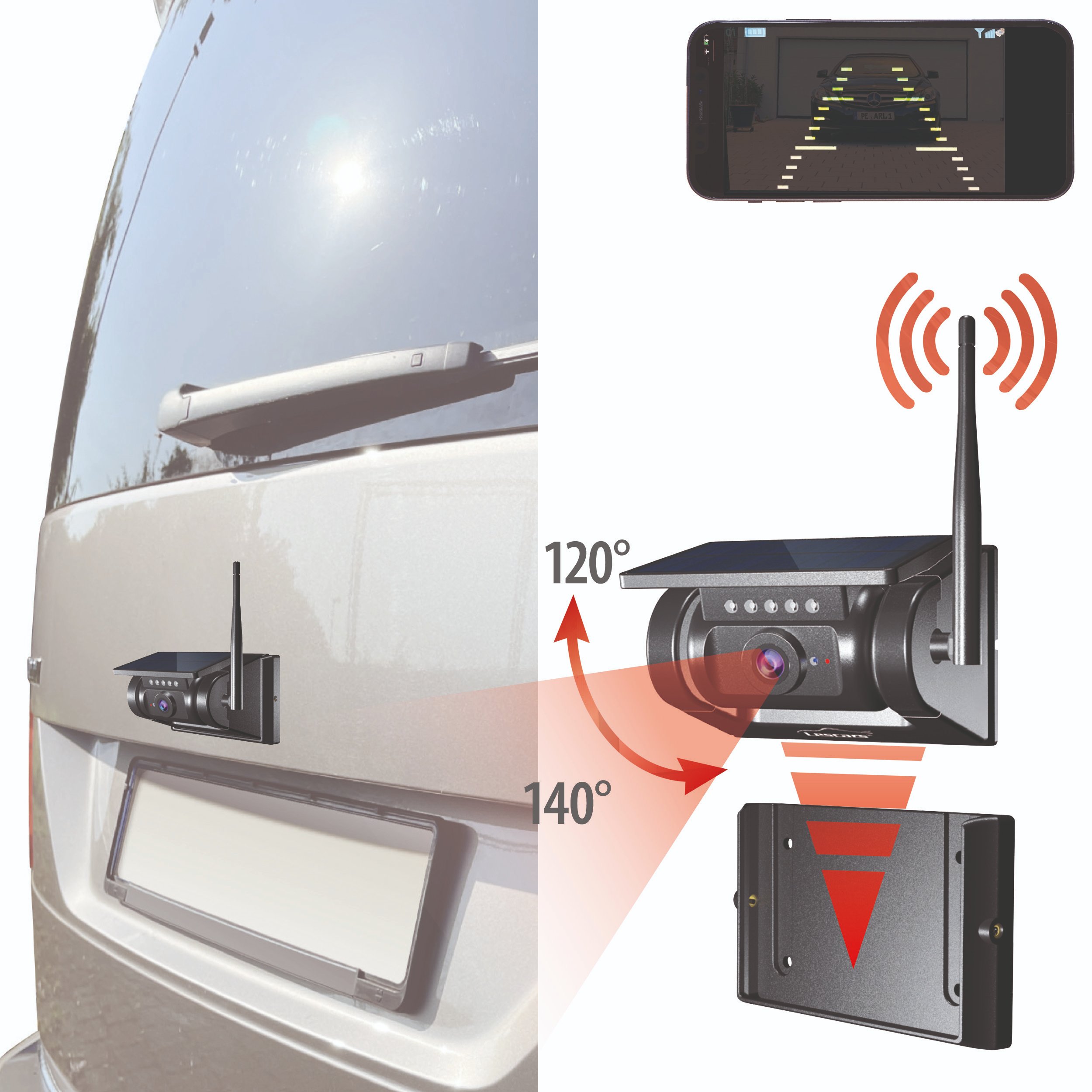 Lescars autarke WLAN-Solar-HD-Rückfahrkamera Bestell-Nr. ZX-8730 / www.pearl.de / PEARL GmbH (Die Bildrechte liegen bei dem Verfasser der Mitteilung.)