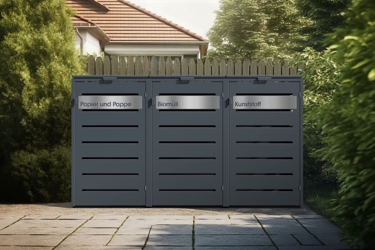 Stilvolle Mülltonnenboxen lassen sich flexibel anreihen (© KNOBLOCH, www.max-knobloch.com)