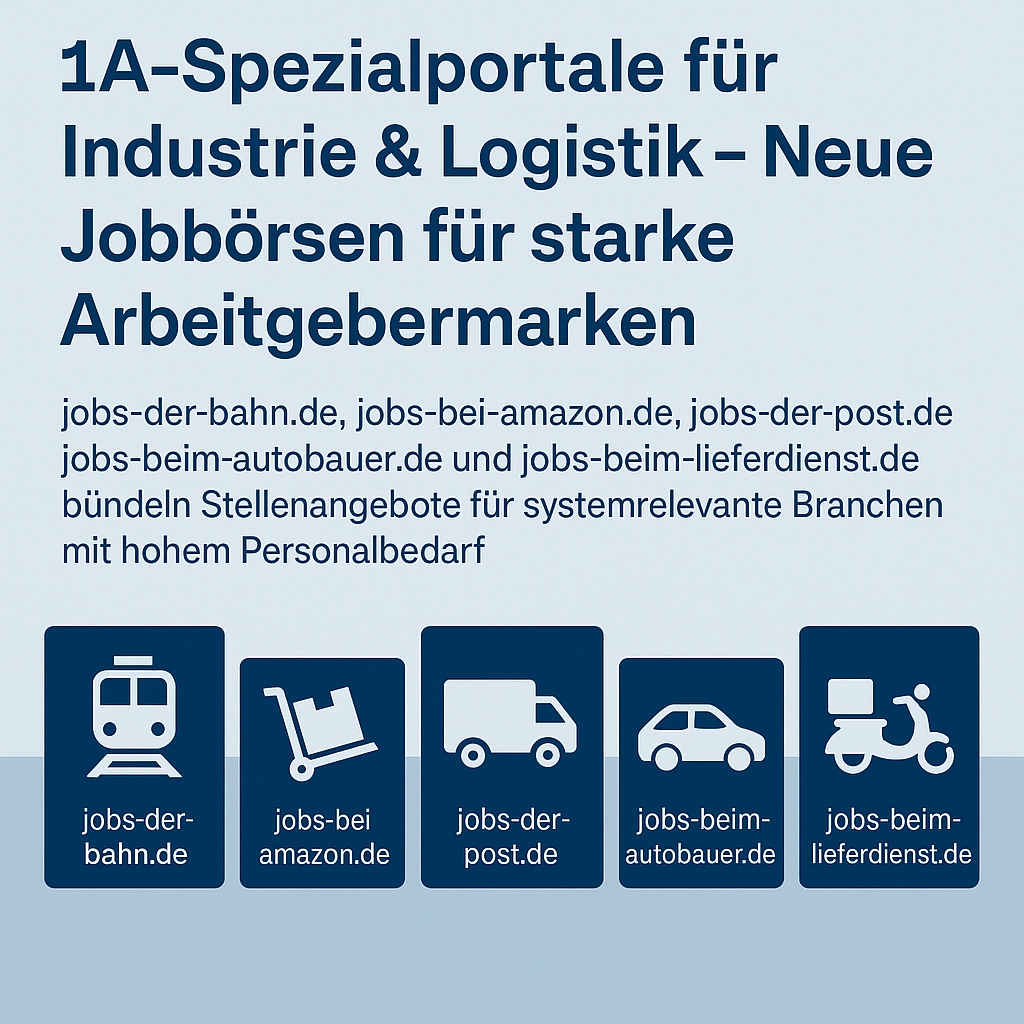 1A-Spezialportale für Industrie& Logistik–Neue Jobbörsen für starke Arbeitgebermarken (Die Bildrechte liegen bei dem Verfasser der Mitteilung.)