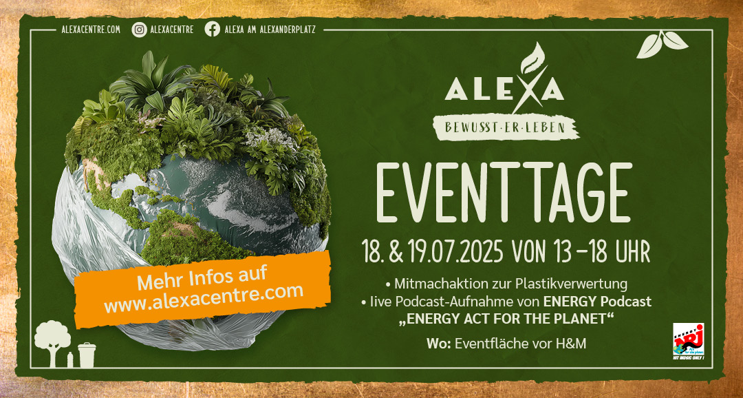 Die„BEWUSST (ER) LEBEN“-Eventtage im ALEXA laden zum Mitmachen ein. (Bildquelle: Sonae Sierra) Die„BEWUSST (ER) LEBEN“-Eventtage im ALEXA laden zum Mitmachen ein. (Bildquelle: Sonae Sierra)