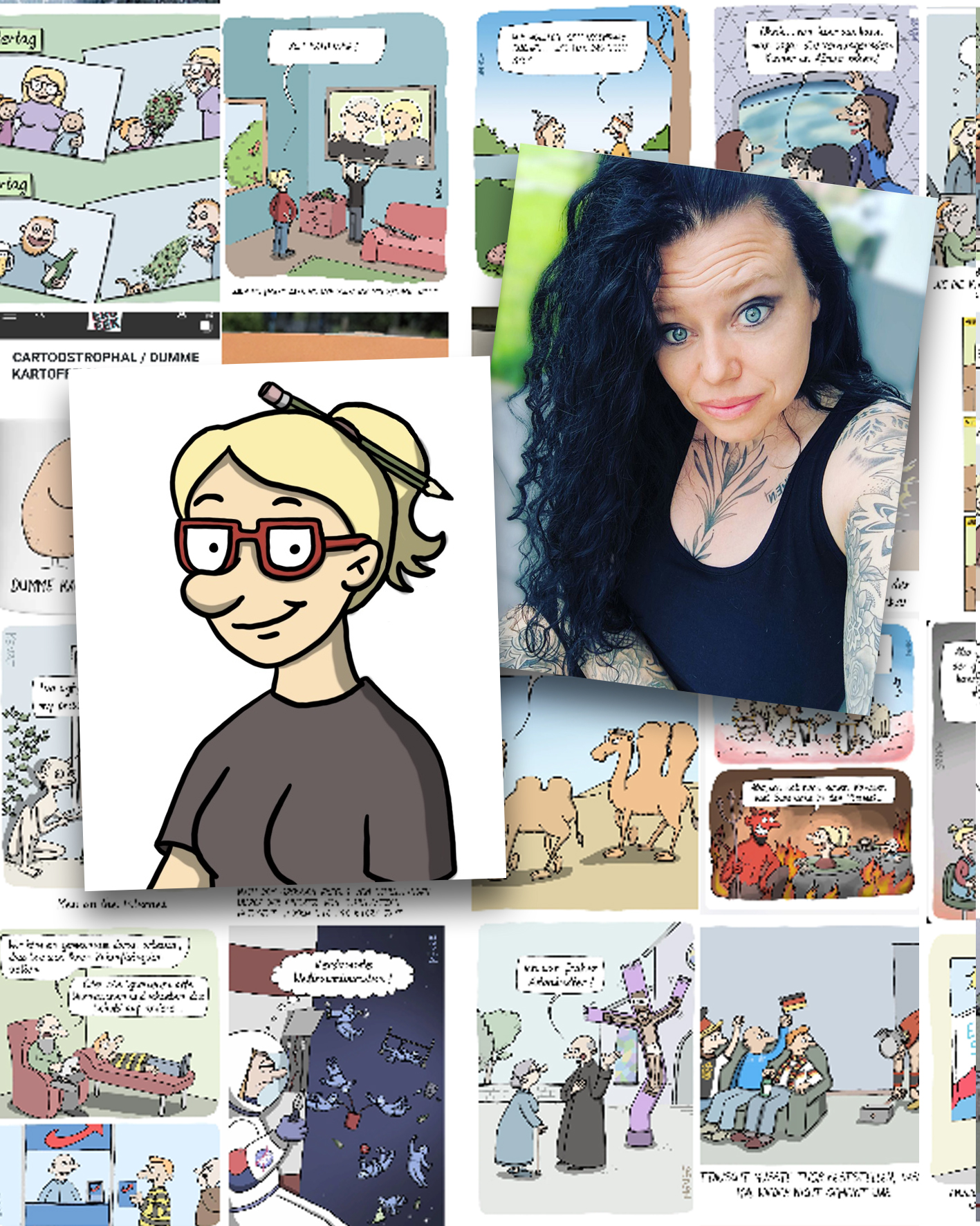 Nadia Menzes Person zeigt sich in ihren Cartoons bei Instagram. Von Steffi Dorn gibt es allerdings sogar ein Foto (o.r.). Nadia Menzes Person zeigt sich in ihren Cartoons bei Instagram. Von Steffi Dorn gibt es allerdings sogar ein Foto (o.r.).