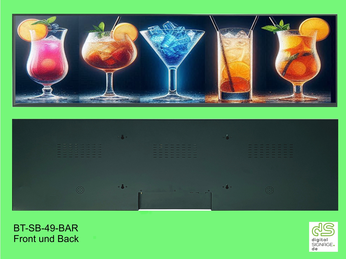 Die neuen Panoramadisplays von digitalSIGNAGE.de sind als 37- und 49-Zoll Variante verfügbar