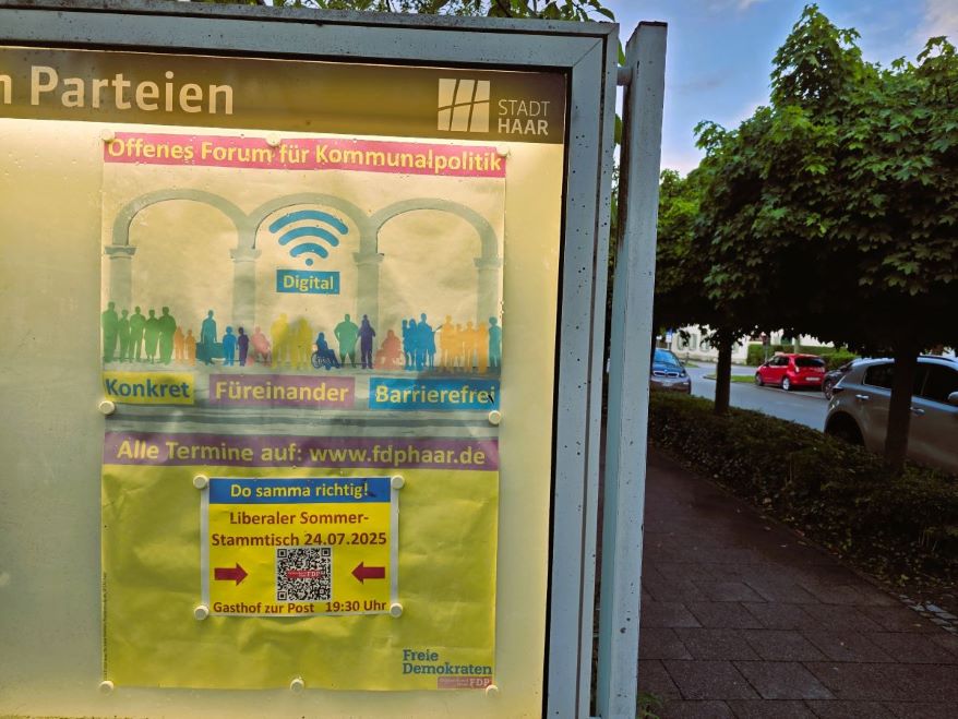 Am 24. Juli 2025 lädt die FDP Haar zum liberalen Sommerstammtisch. (Foto: FDP Haar)