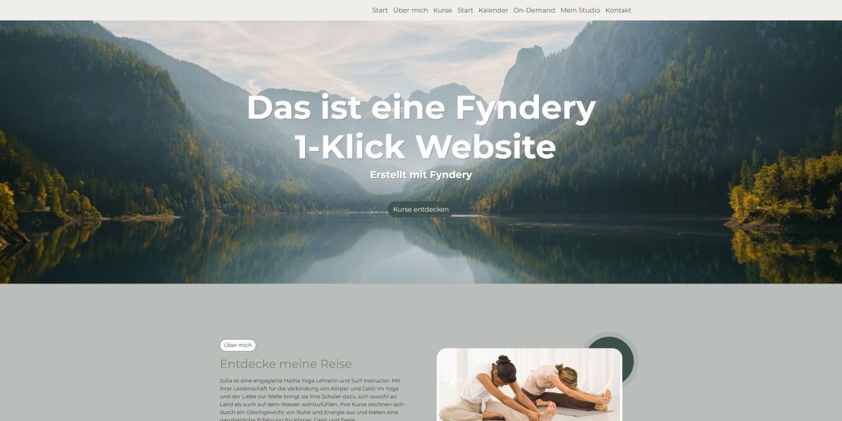 Die 1-Klick Website von Fyndery wurde speziell für Kursanbietende im Healthy Living Bereich entwicke (© Fyndery) Die 1-Klick Website von Fyndery wurde speziell für Kursanbietende im Healthy Living Bereich entwicke (© Fyndery)
