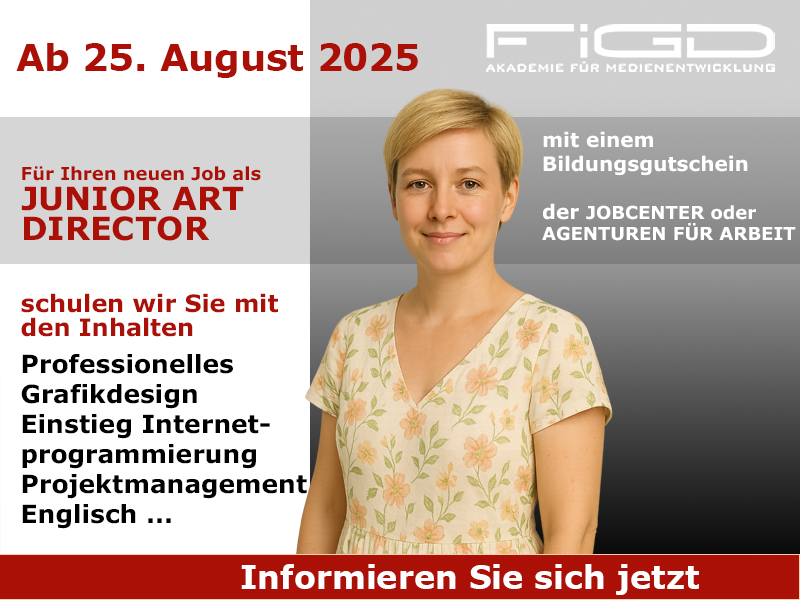 Junior Art Director jetzt auch online: Kreativ weiterbilden ab 25.08.2025 – 100?% förderfähig.