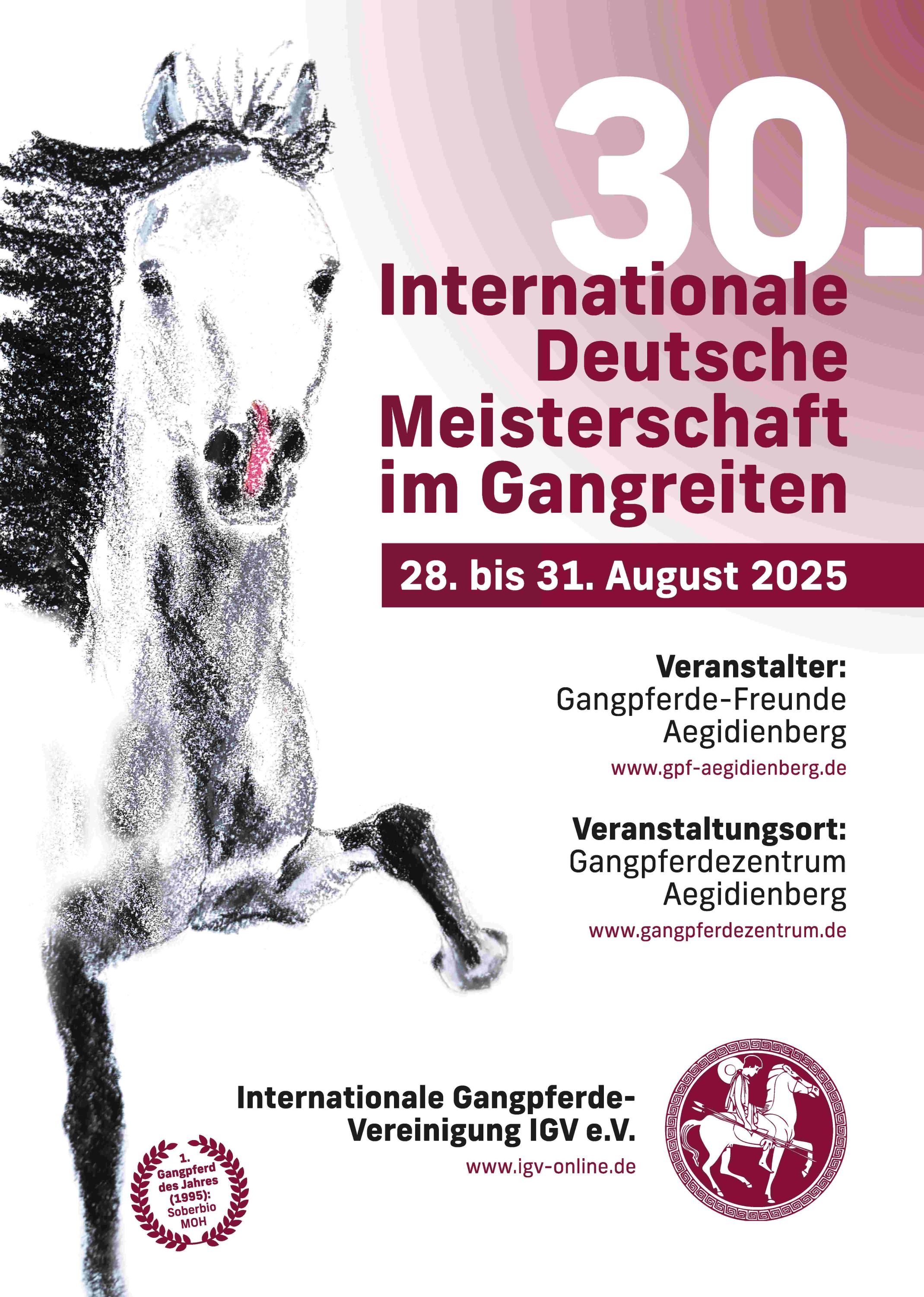 Veranstaltungsplakat der IGV mit Soberbio MOH, dem ersten Gangpferd des Jahres vor 30 Jahren (Die Bildrechte liegen bei dem Verfasser der Mitteilung.)