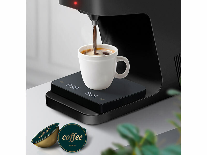 Rosenstein& Söhne Mini-Espresso- und Pour-Over-Waage, Timer, Dual-Display, Akku, www.pearl.de (Die Bildrechte liegen bei dem Verfasser der Mitteilung.)