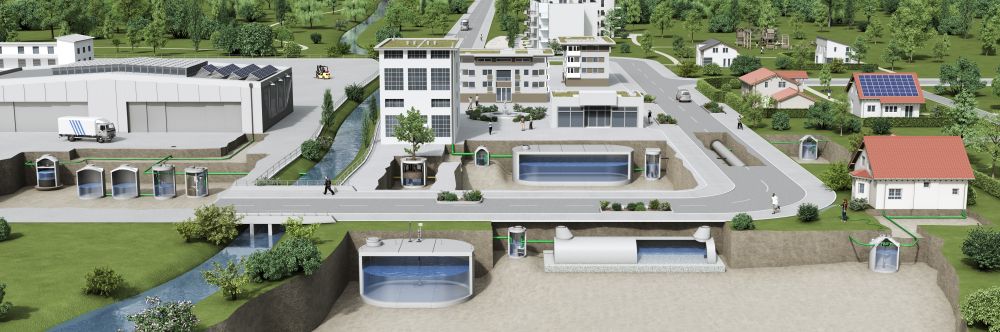 Mit den Mall-Lösungen für die Schwammstadt kann Regenwasser vor Ort gesammelt und genutzt werden. (Die Bildrechte liegen bei dem Verfasser der Mitteilung.)