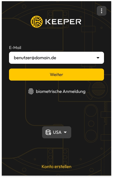 Biometrische Anmeldung mit Passkeys von Keeper Security (Die Bildrechte liegen bei dem Verfasser der Mitteilung.) Biometrische Anmeldung mit Passkeys von Keeper Security (Die Bildrechte liegen bei dem Verfasser der Mitteilung.)