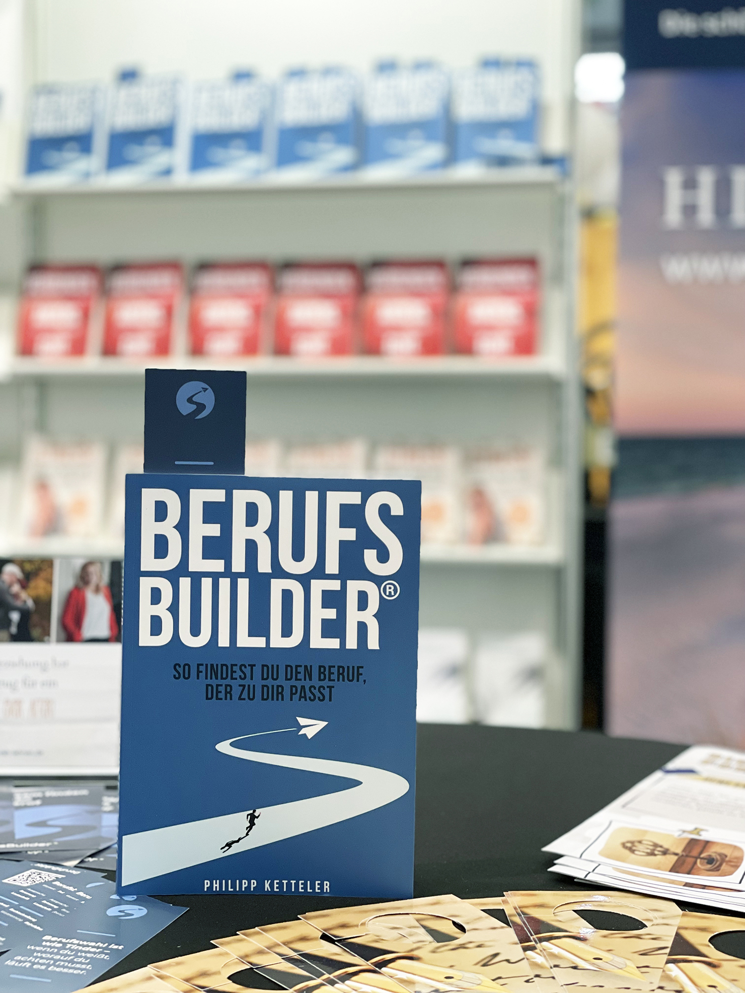 Das Buch BerufsBuilder am Stand des Verlags Expertition auf der Leipziger Buchmesse (Die Bildrechte liegen bei dem Verfasser der Mitteilung.)