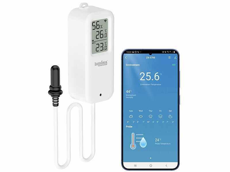 Luminea Home Control WLAN-Temperatur-/Luftfeuchtigkeitsmesser mit Innen-& Außensensor, www.pearl.de (Die Bildrechte liegen bei dem Verfasser der Mitteilung.) Luminea Home Control WLAN-Temperatur-/Luftfeuchtigkeitsmesser mit Innen-& Außensensor, www.pearl.de (Die Bildrechte liegen bei dem Verfasser der Mitteilung.)