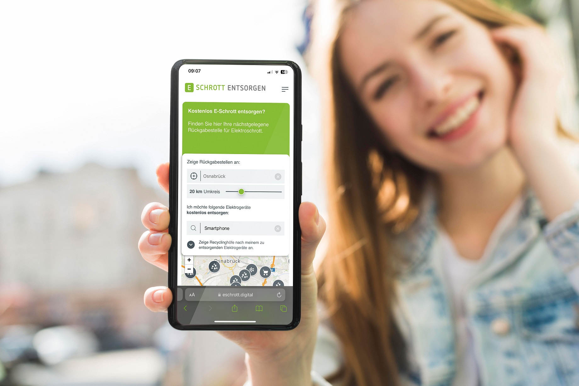 E-Schrott-Rückgabefinder (Die Bildrechte liegen bei dem Verfasser der Mitteilung.)