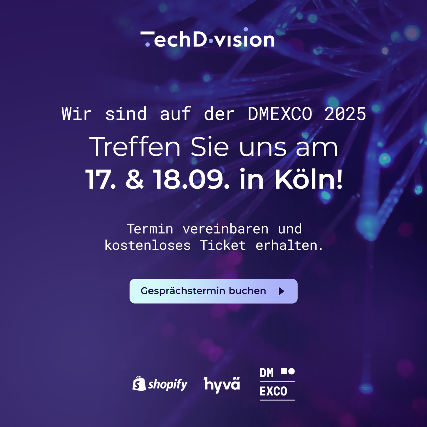 Treffen Sie die Digital-Experten der TechDivision auf der diesjährigen DMEXCO. Treffen Sie die Digital-Experten der TechDivision auf der diesjährigen DMEXCO.
