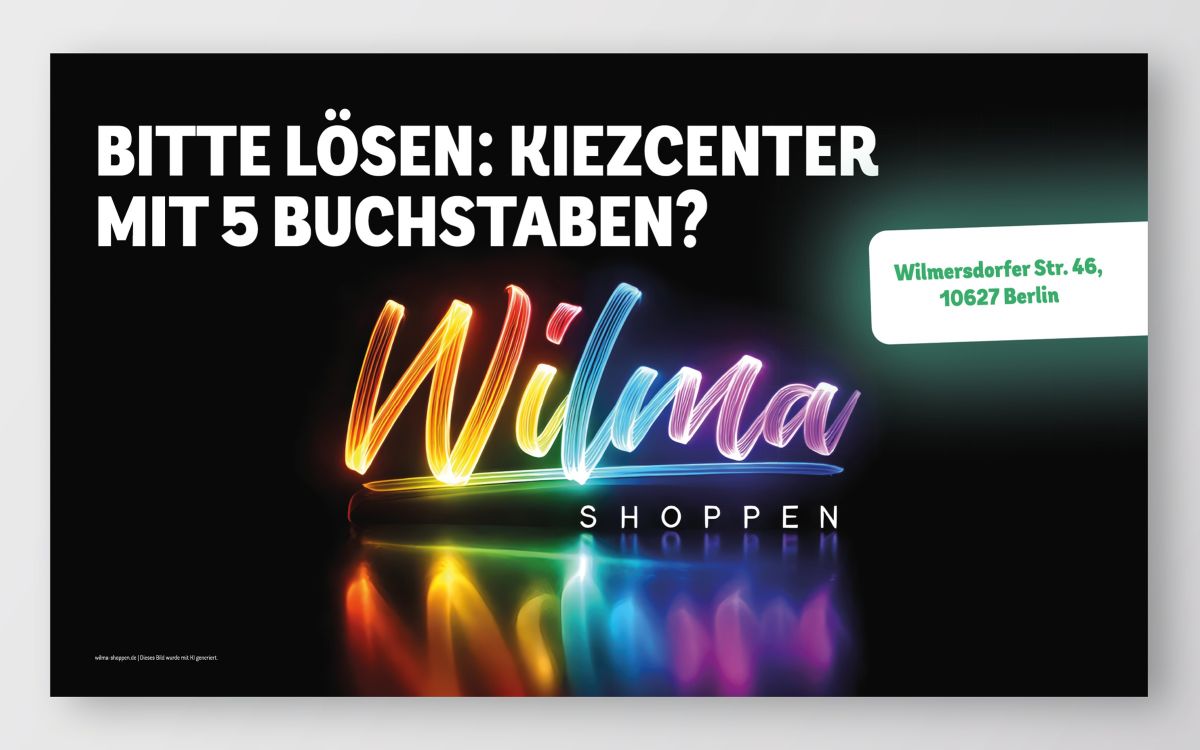 Mit KI zur Kreativkampagne - SALZ sorgt für Highlights bei WILMA Shoppen (© ©salzkommunikationberlin) Mit KI zur Kreativkampagne - SALZ sorgt für Highlights bei WILMA Shoppen (© ©salzkommunikationberlin)