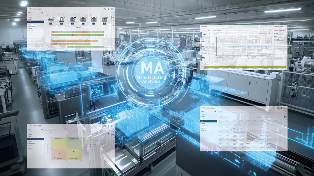 iTAC.MA.Suite liefert Echtzeitanalysen für die smarte Produktion (Bildquelle: AdobeStock_1015926056 + iTAC) iTAC.MA.Suite liefert Echtzeitanalysen für die smarte Produktion (Bildquelle: AdobeStock_1015926056 + iTAC)