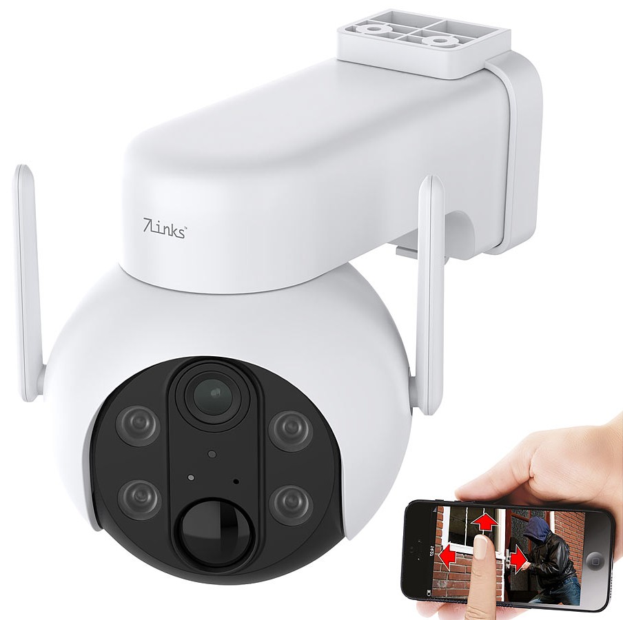 PEARL GmbH / www.pearl.de / 7links Außen-Pan-Tilt-IP-Überwachungskamera IPC-895, 2K, Akku, WLAN, App (Die Bildrechte liegen bei dem Verfasser der Mitteilung.)