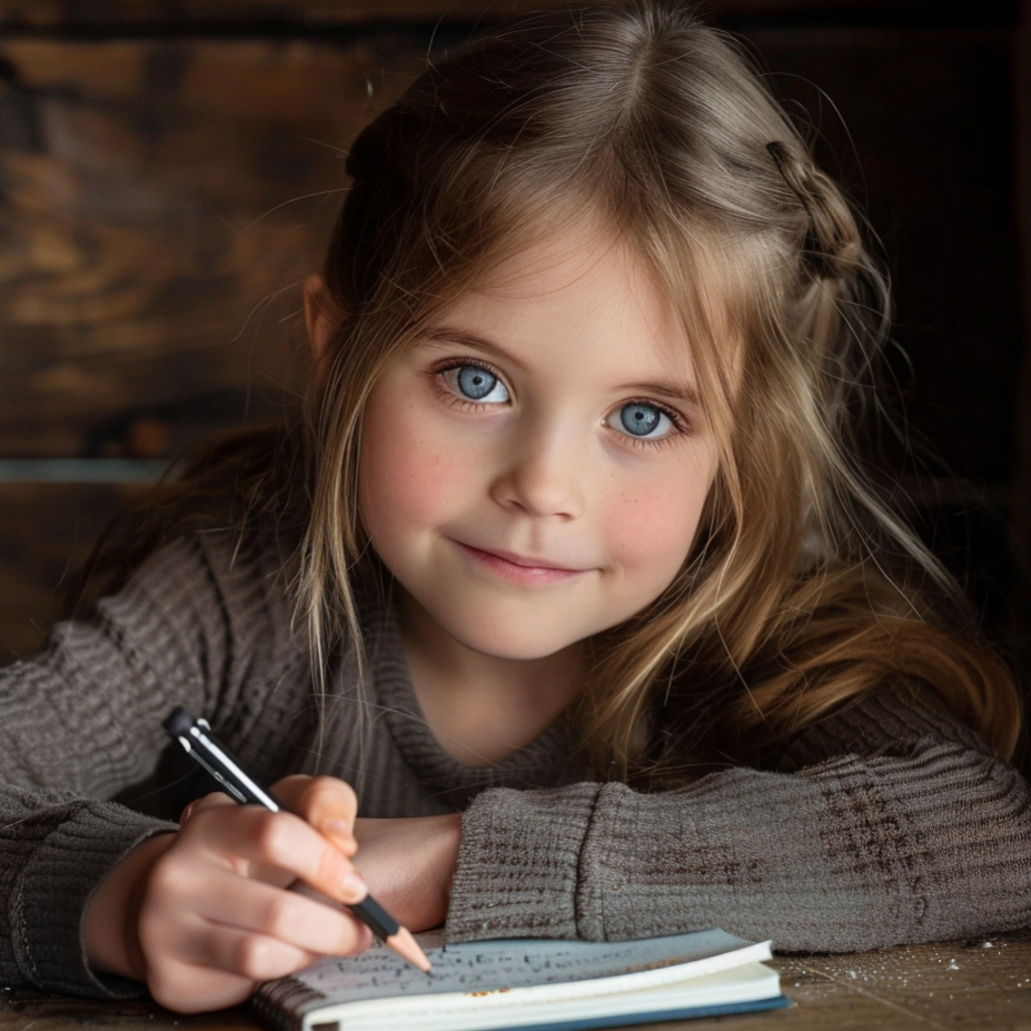 Kinder schreiben eifrig an ihren Geschichten – Bücher als Lehrkräfte ohne Klassenzimmer.