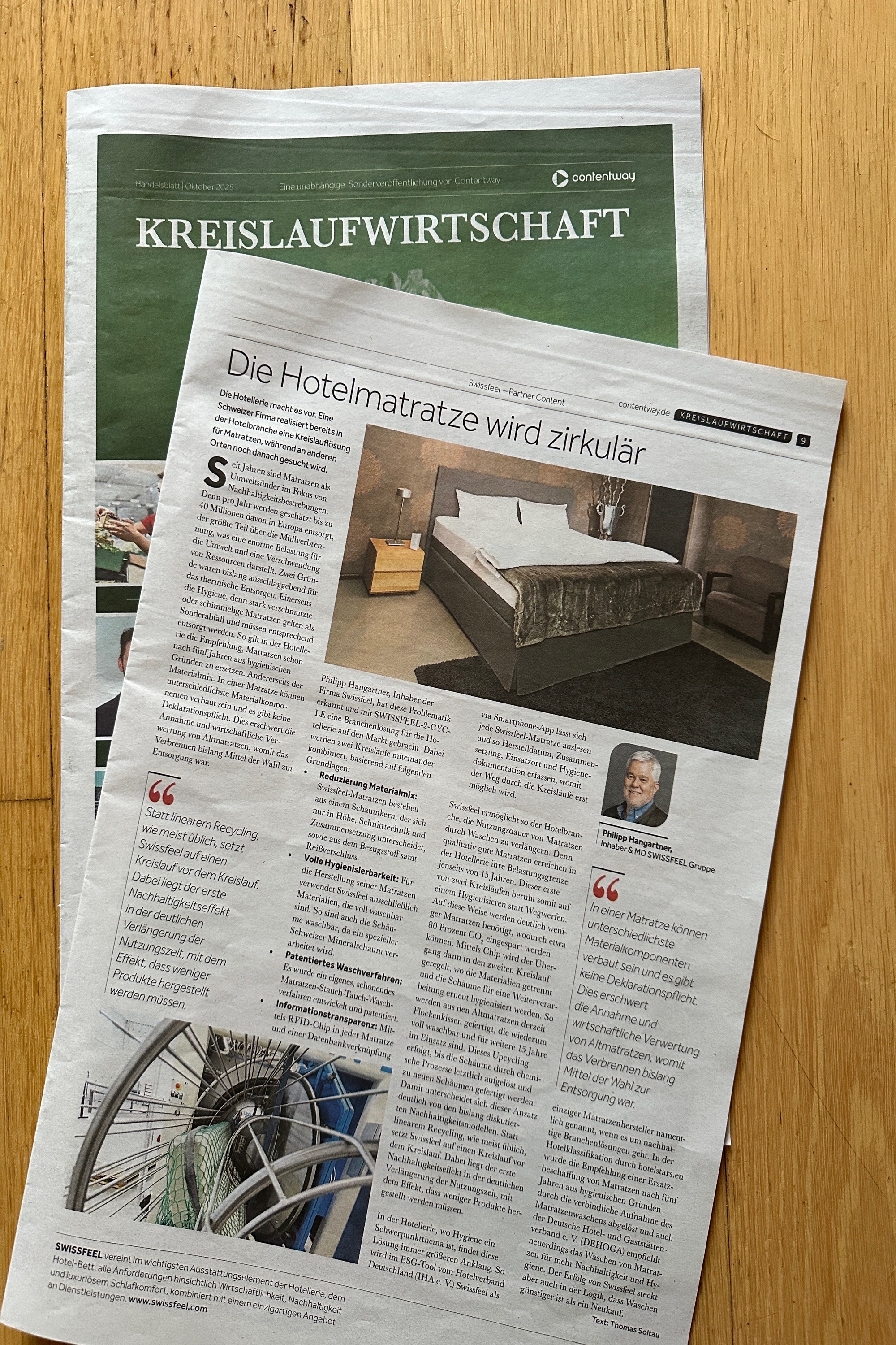 Artikel über Swissfeel im Handelsblatt.