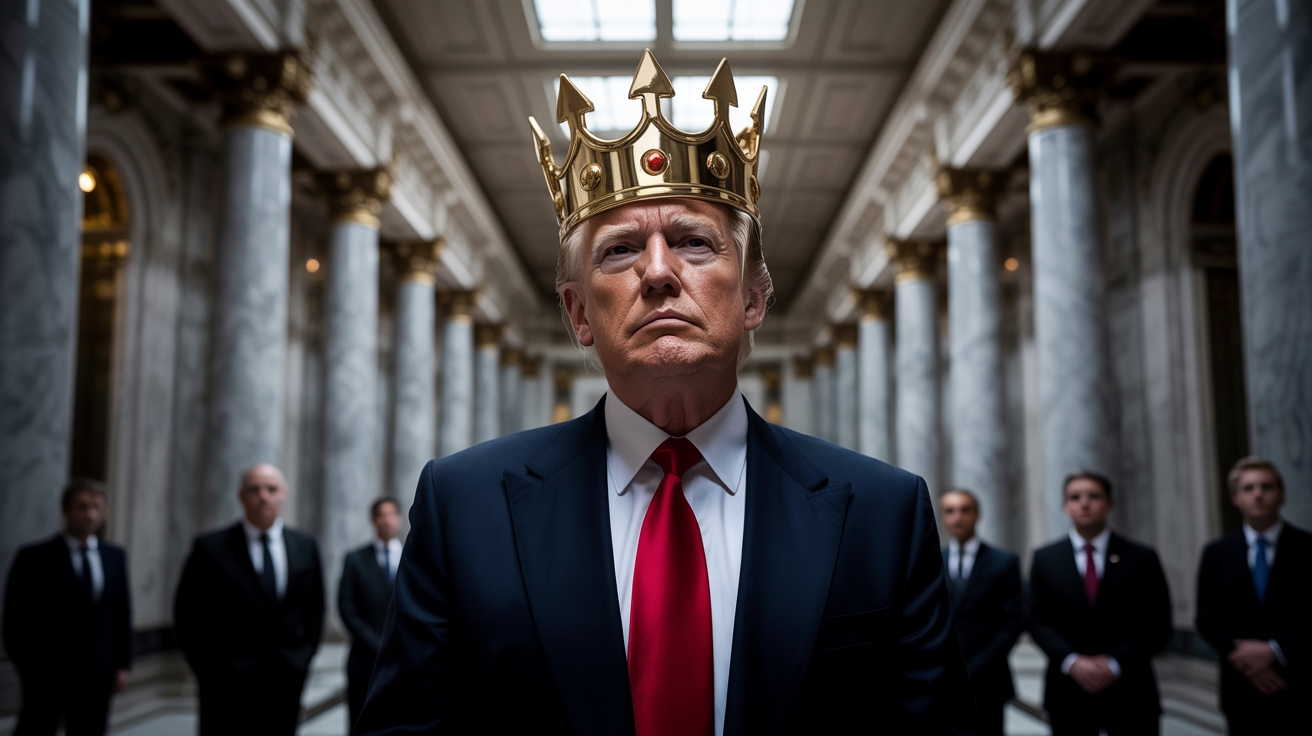 König Trump mit Krone (KI-erzeugt) (Die Bildrechte liegen bei dem Verfasser der Mitteilung.)
