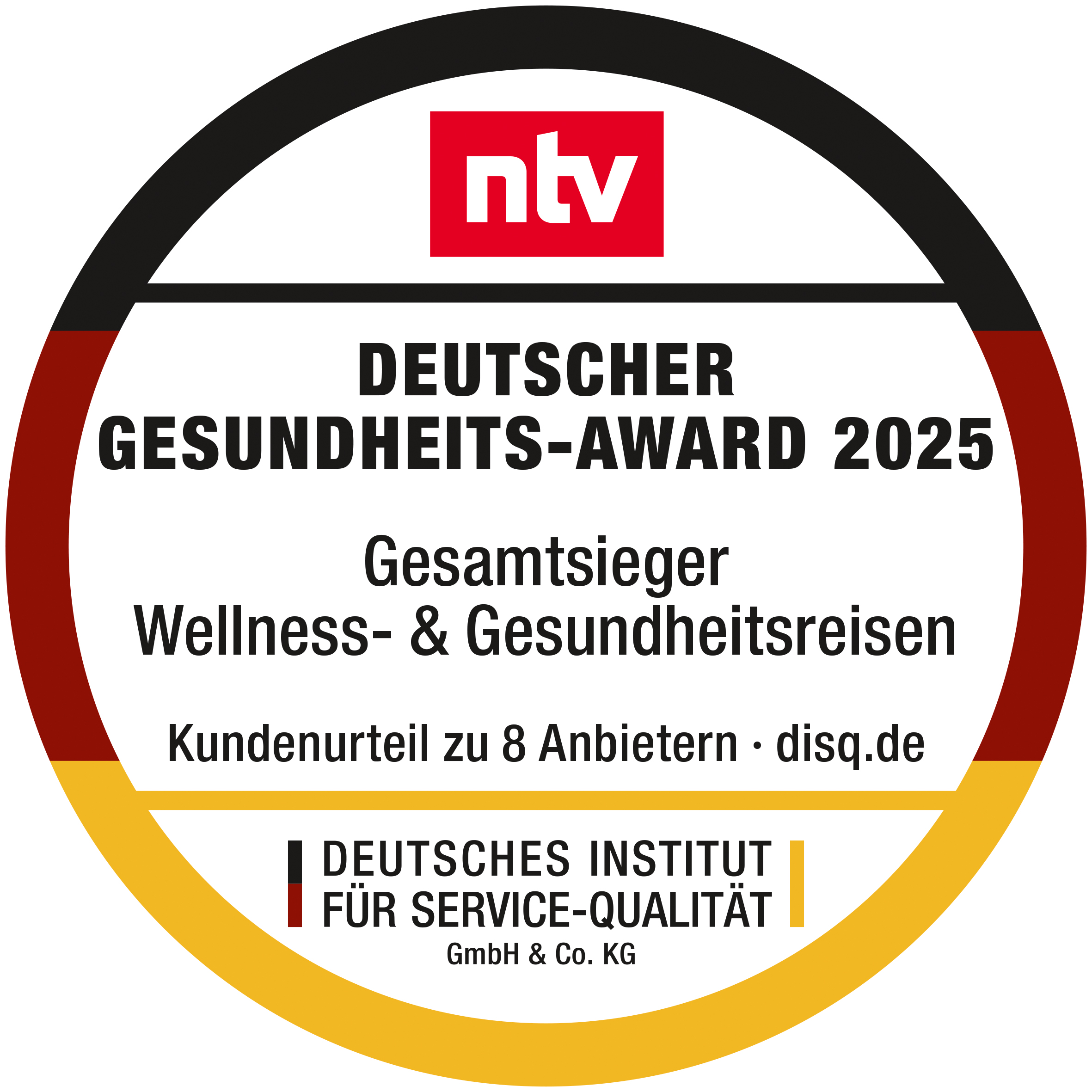 Siegel Deutscher Gesundheits-Award 2025 Wainando Travel (Bildquelle: Copyright: Wainando Travel) Siegel Deutscher Gesundheits-Award 2025 Wainando Travel (Bildquelle: Copyright: Wainando Travel)