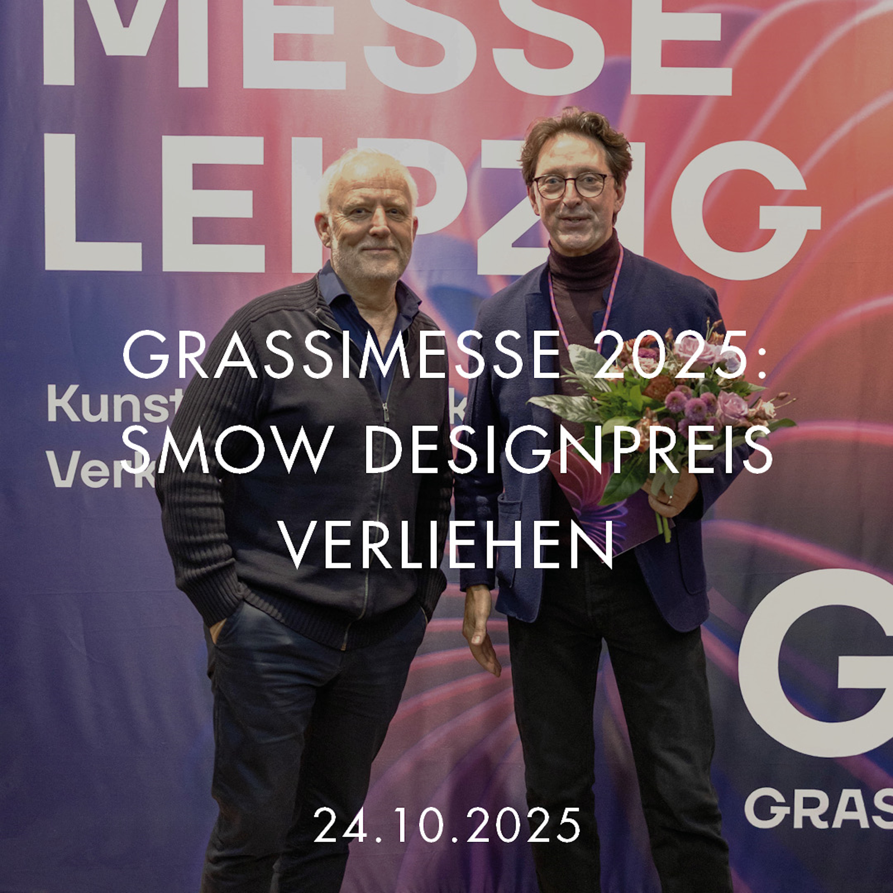 smow Gründer und smow Designpreis Gewinner Heinz-Jürgen Gerdes nach der Preisverleihung zur Eröffnung der Grassimesse 2025