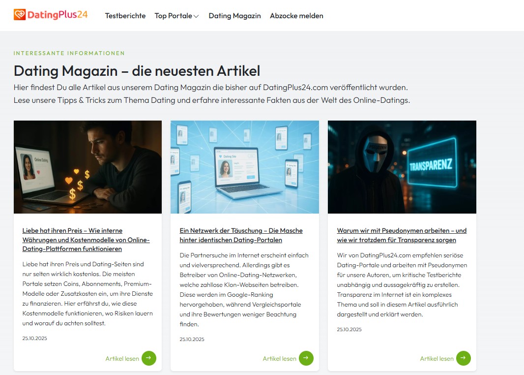 Neuste Artikel auf DatingPlus24